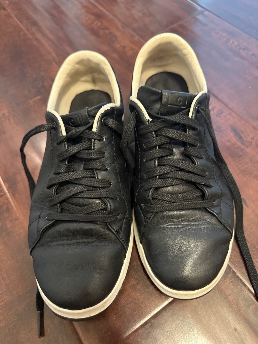 Cole Haan Black Leather Sneakers with White Trim